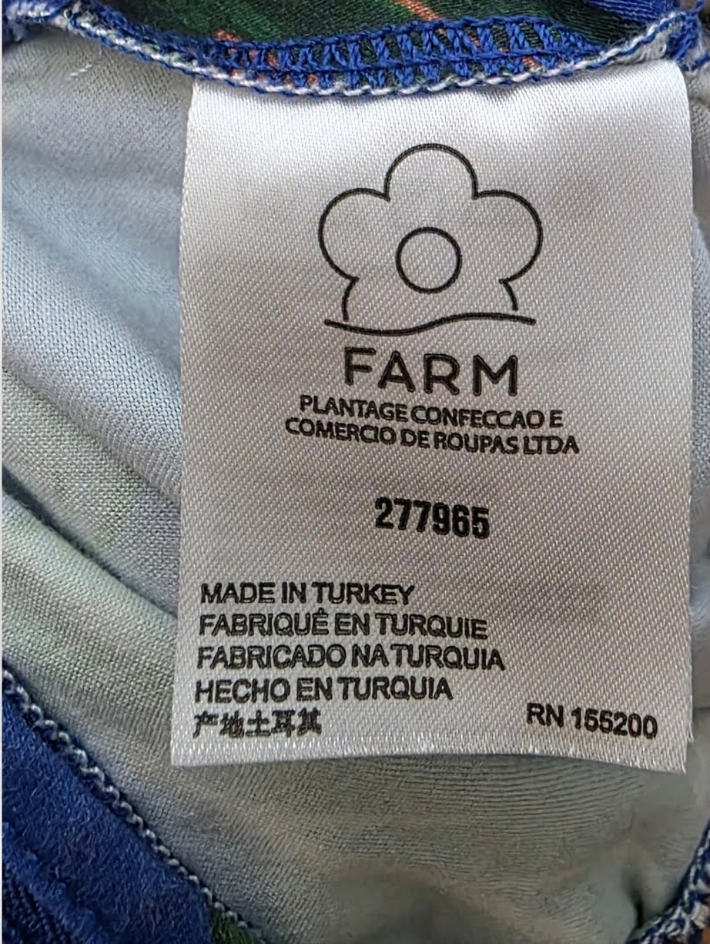 FARM Rio for Anthropologie Citrus Tropical Ruched Mini Skirt Blue Orange M - Picture 10 of 10